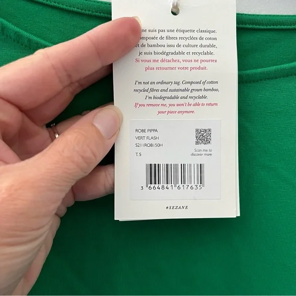 Sezane Pippa Dress Green S - Picture 5 of 8